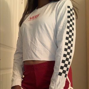 Vans crop with checkered sleeves